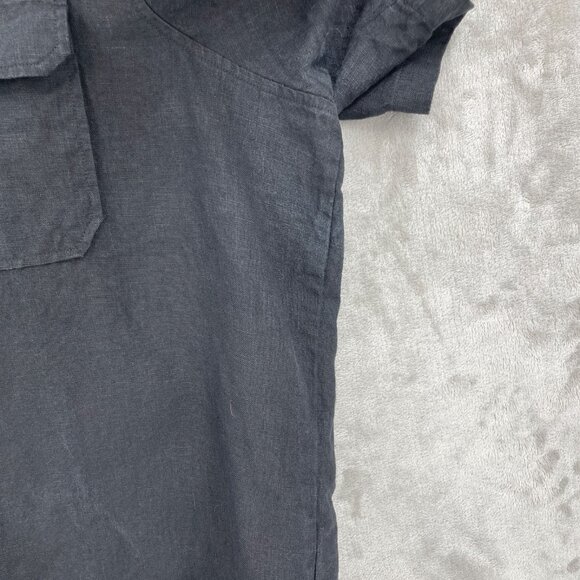 Good Counsel Black 100% Linen Short Sleeve Button Front Shirt - Picture 3 of 9